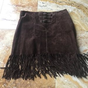 EUC Wilson's Leather Boho Western Fringe Skirt